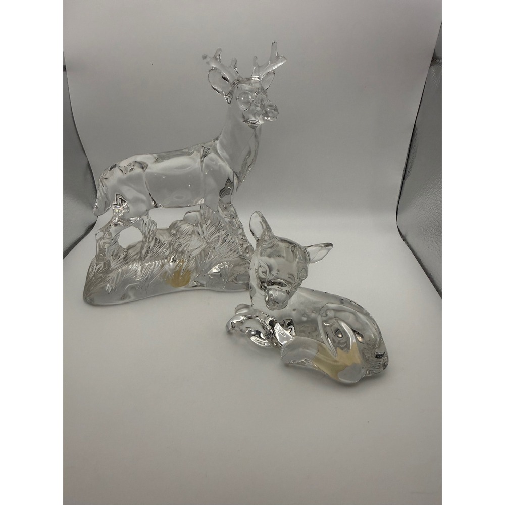 Princess House Crystal Buck and Fawn Figurines Wonders of the Wild Germany Set